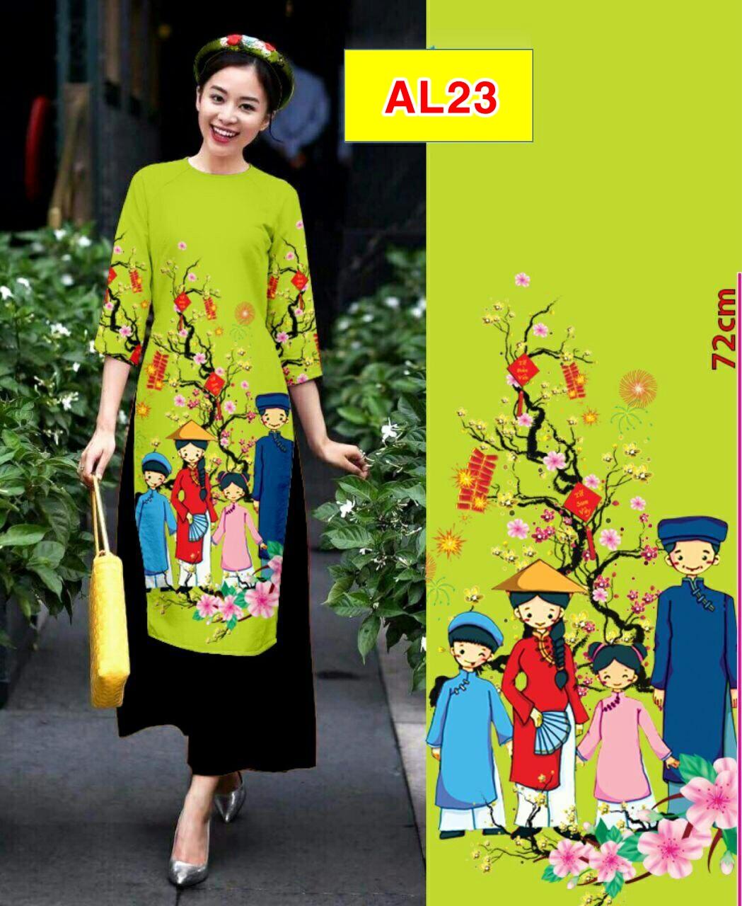 Set áo dài họa tiết gia đình cao cấp AL23